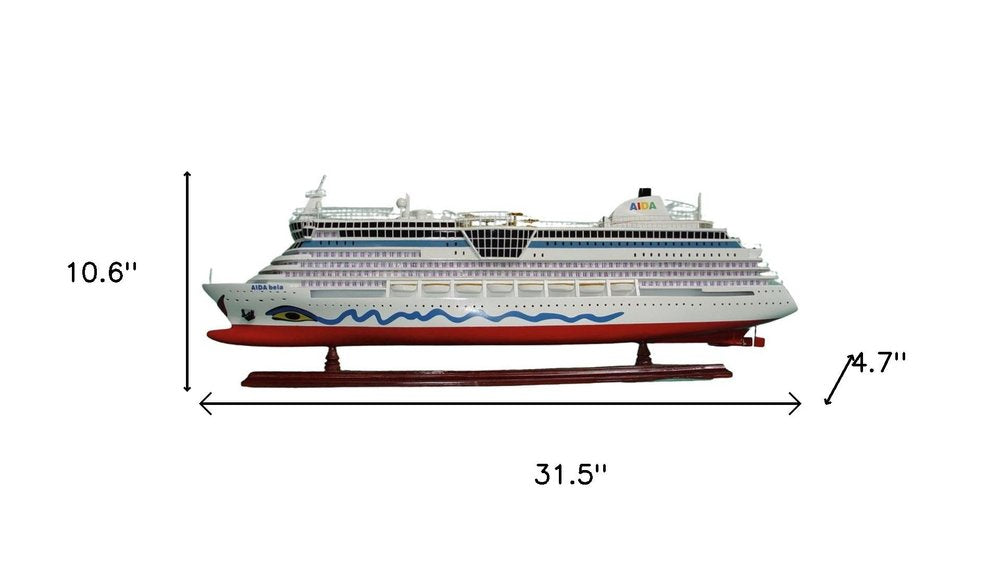 11" Unfinished Wood Hand Painted Model Boat HomeRoots