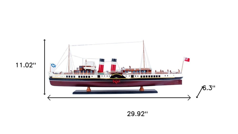 11" Unfinished Wood Hand Painted Model Boat HomeRoots