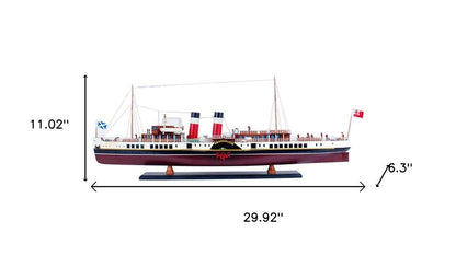 11" Unfinished Wood Hand Painted Model Boat HomeRoots
