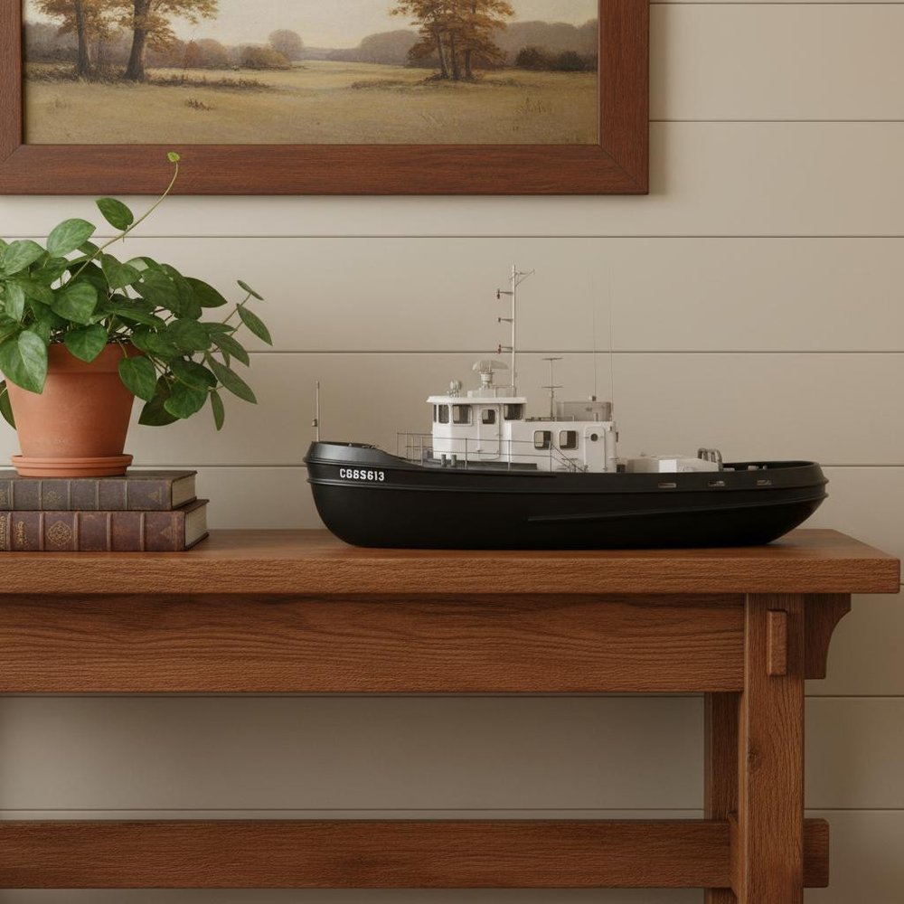 10" Unfinished Wood Hand Painted Model Boat HomeRoots