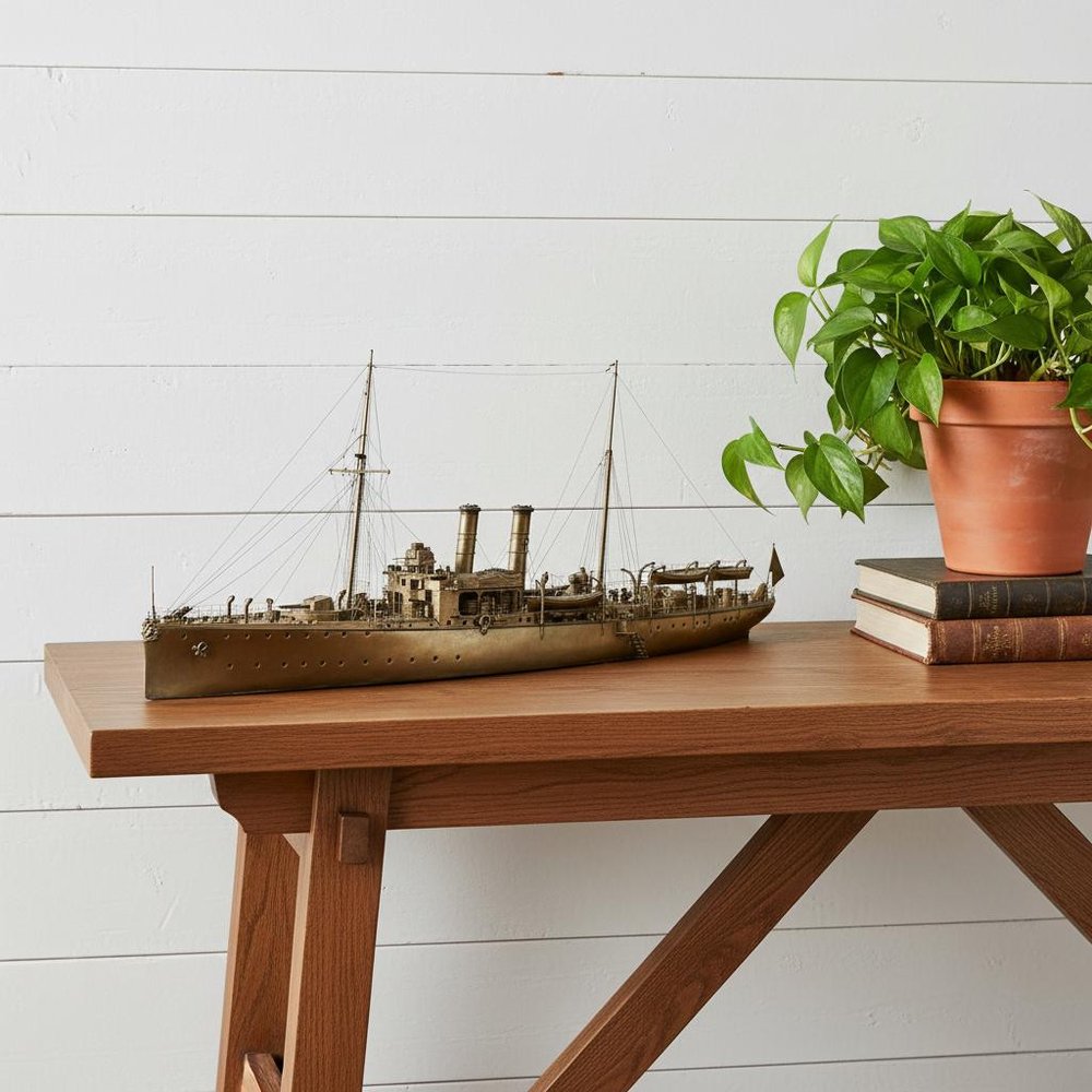 10" Unfinished Wood Hand Painted Model Boat HomeRoots