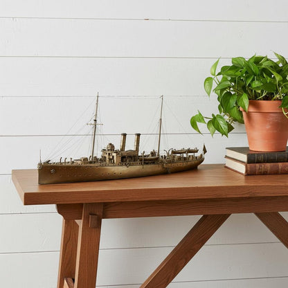 10" Unfinished Wood Hand Painted Model Boat HomeRoots