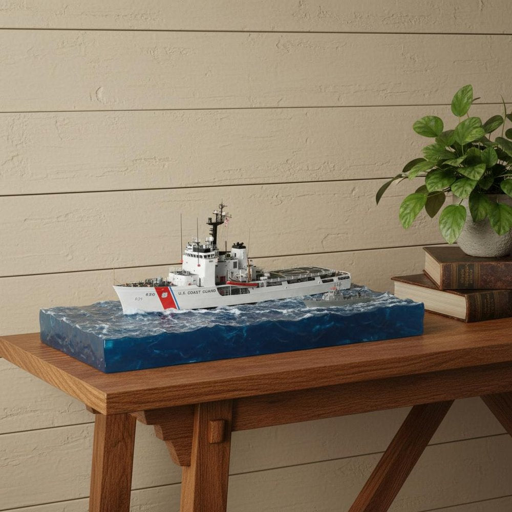 10" Unfinished Wood Hand Painted Model Boat