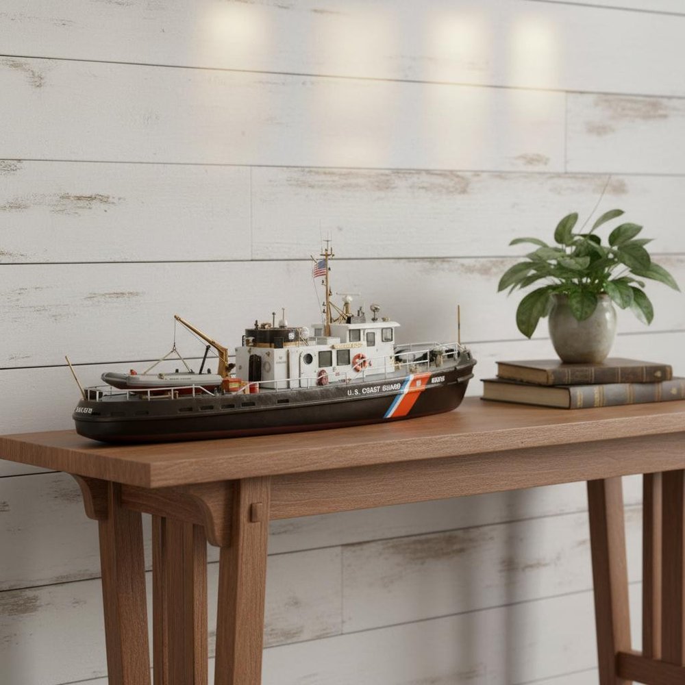 10" Unfinished Wood Hand Painted Model Boat HomeRoots