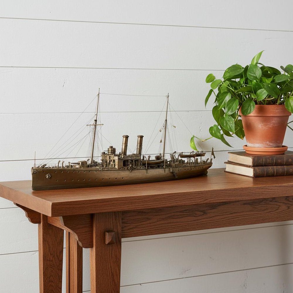 10" Unfinished Wood Hand Painted Model Boat HomeRoots