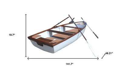 20" Unfinished Wood Hand Painted Model Boat HomeRoots