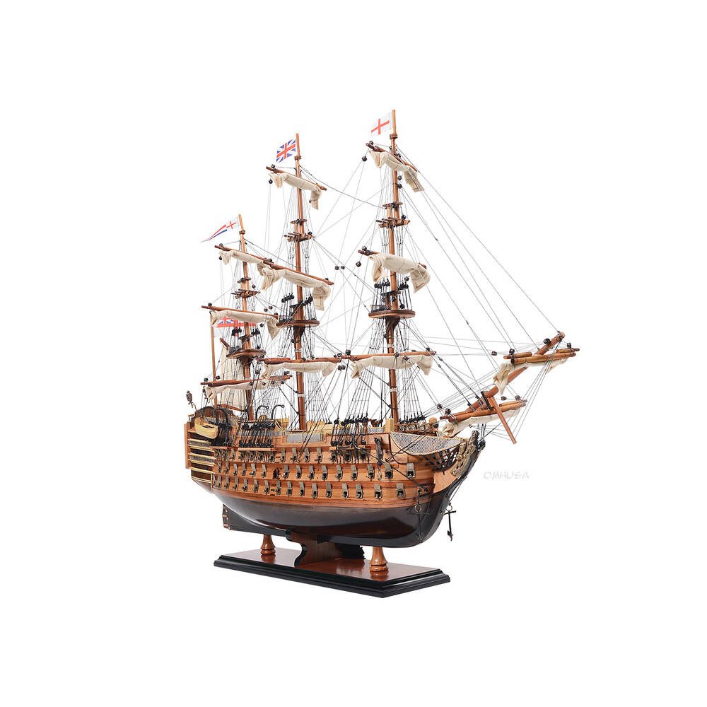 27" Unfinished Wood Hand Painted Model Boat HomeRoots