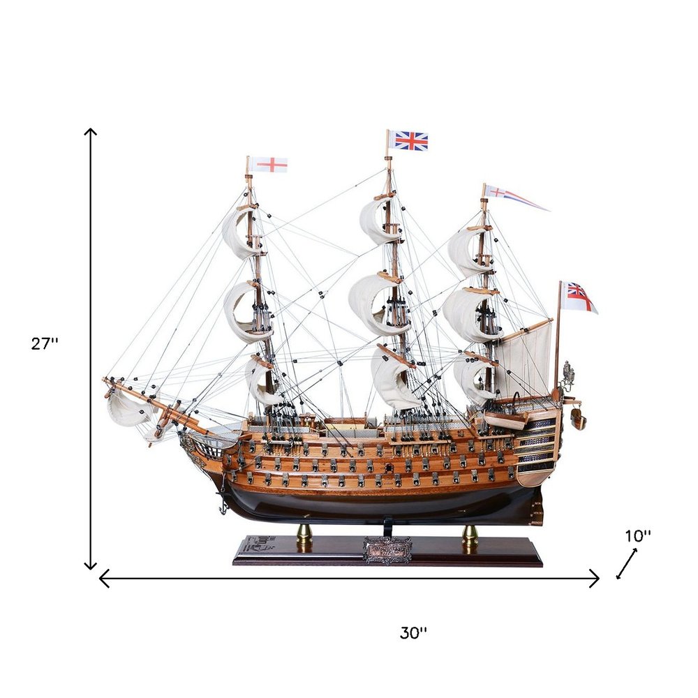 27" Unfinished Wood Hand Painted Model Boat HomeRoots