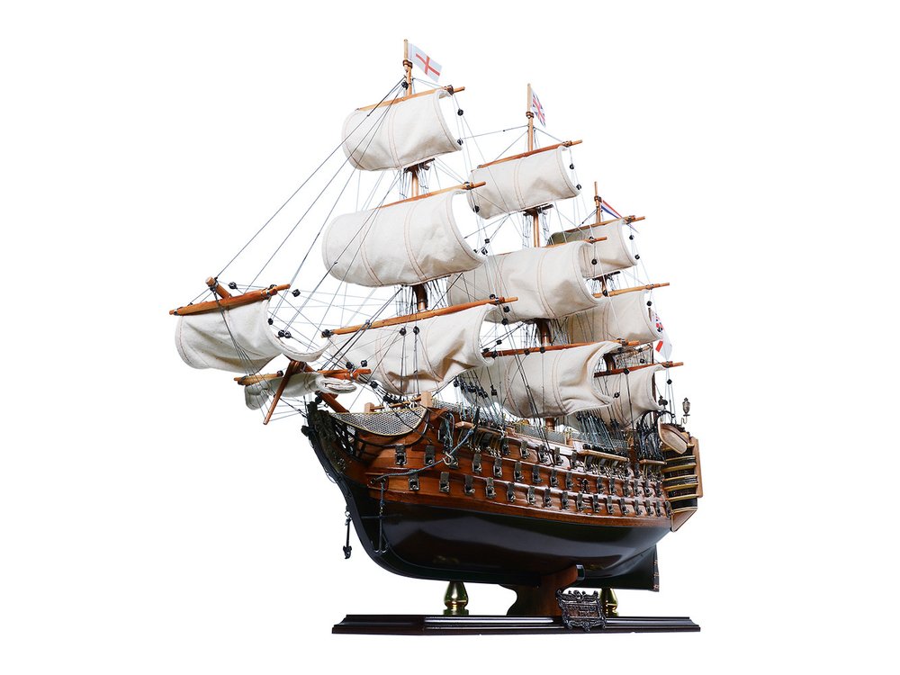 27" Unfinished Wood Hand Painted Model Boat HomeRoots
