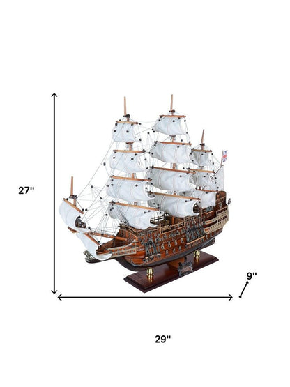 27" Unfinished Wood Hand Painted Model Boat HomeRoots