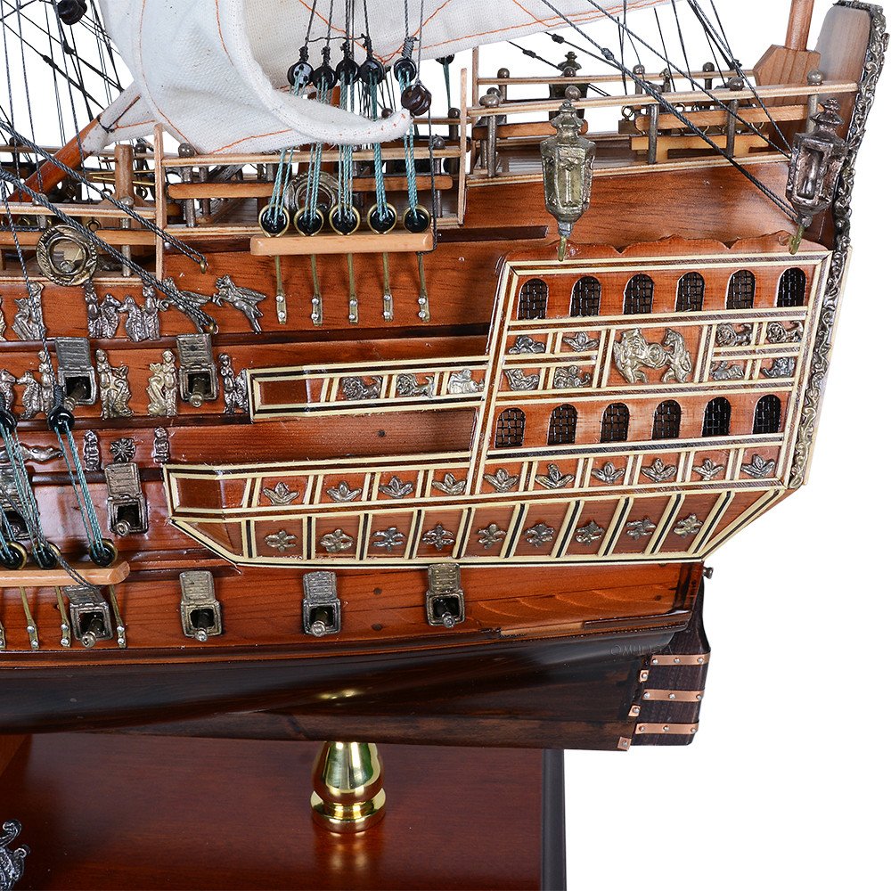 27" Unfinished Wood Hand Painted Model Boat HomeRoots