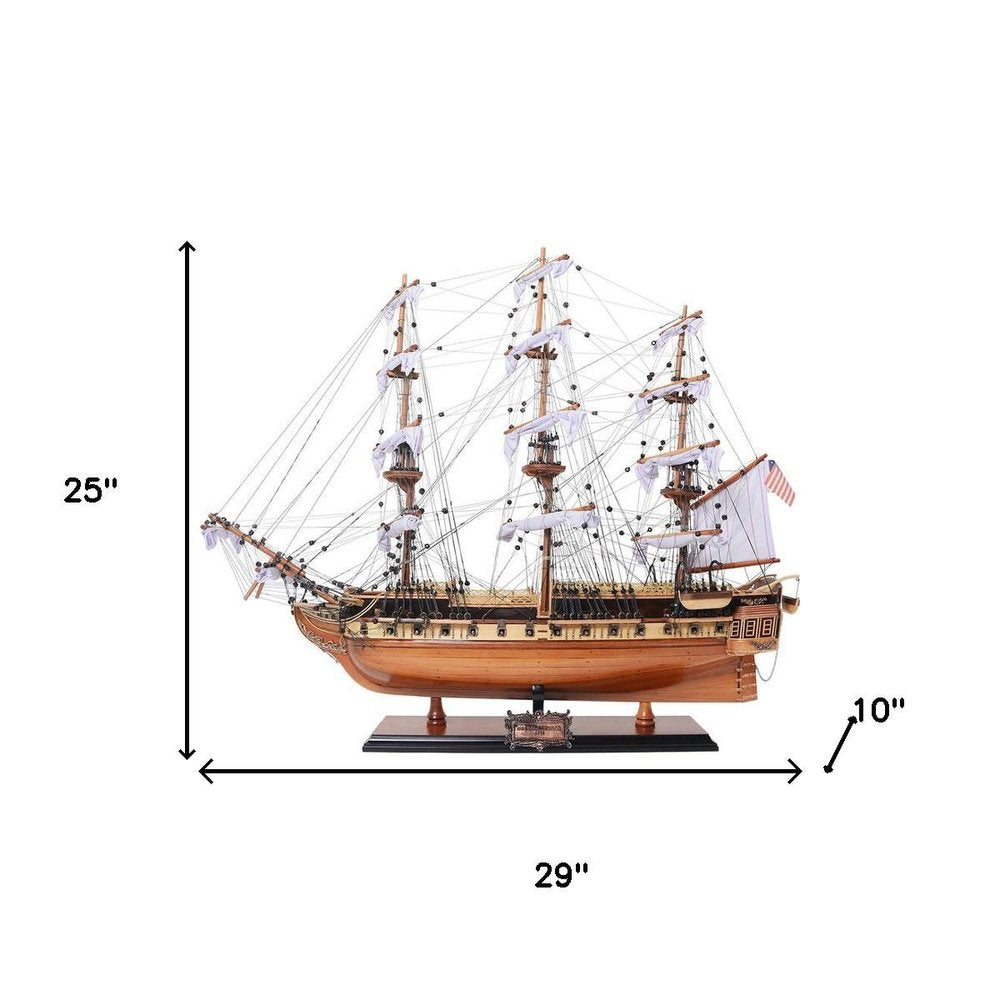 25" Unfinished Wood Hand Painted Model Boat