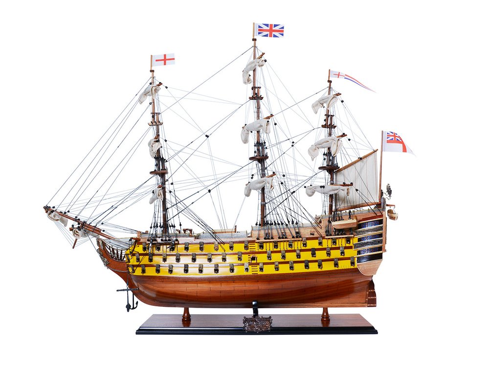 36" Unfinished Wood Hand Painted Model Boat HomeRoots