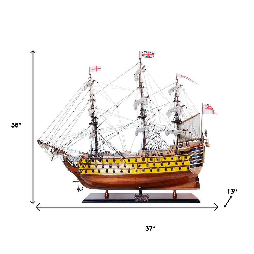 36" Unfinished Wood Hand Painted Model Boat HomeRoots