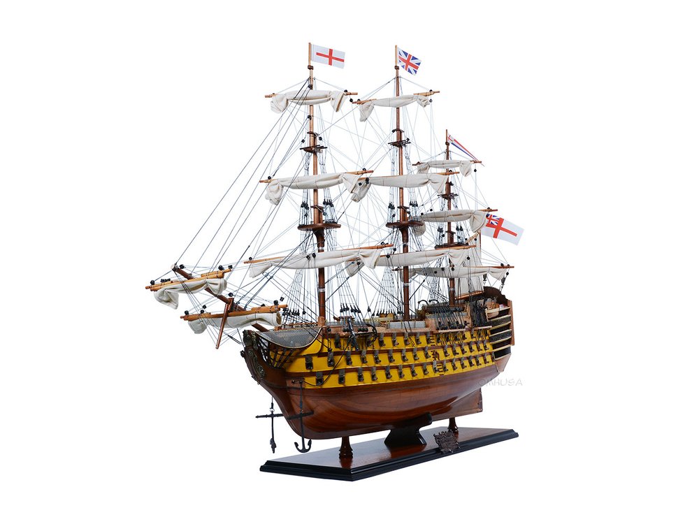 36" Unfinished Wood Hand Painted Model Boat HomeRoots