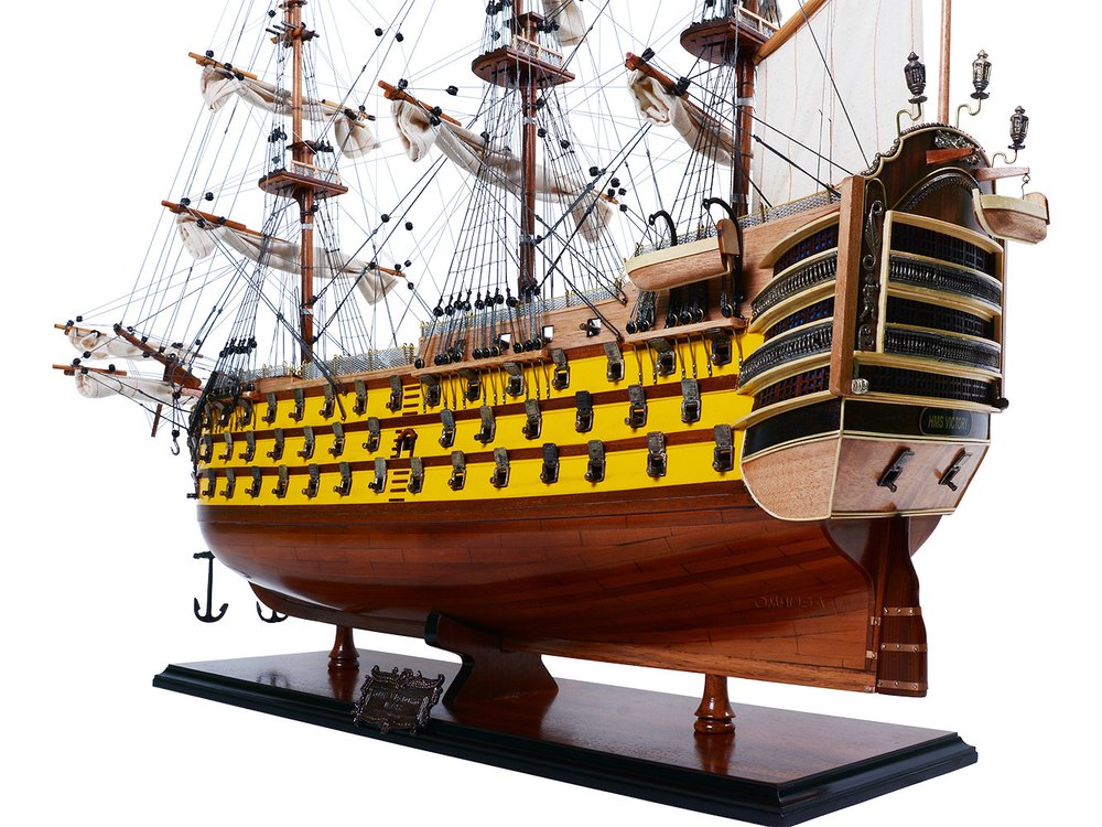 36" Unfinished Wood Hand Painted Model Boat HomeRoots