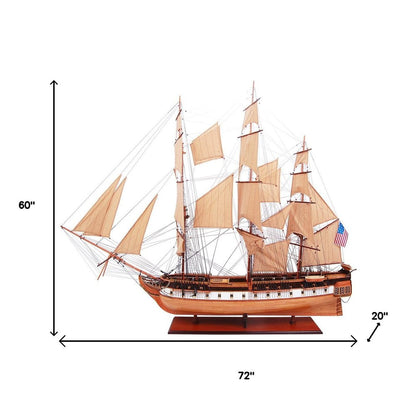 60" Unfinished Wood Hand Painted Model Boat HomeRoots