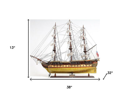 13" Unfinished Wood Hand Painted Model Boat HomeRoots