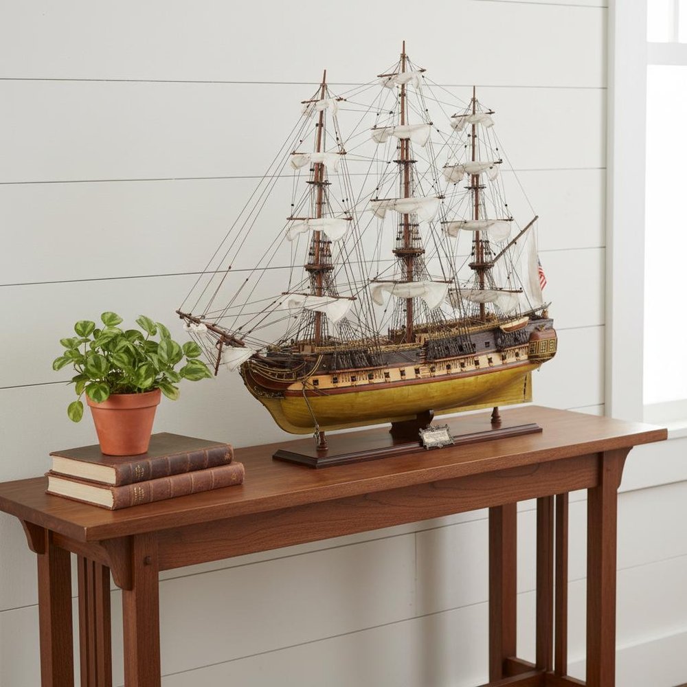 13" Unfinished Wood Hand Painted Model Boat HomeRoots