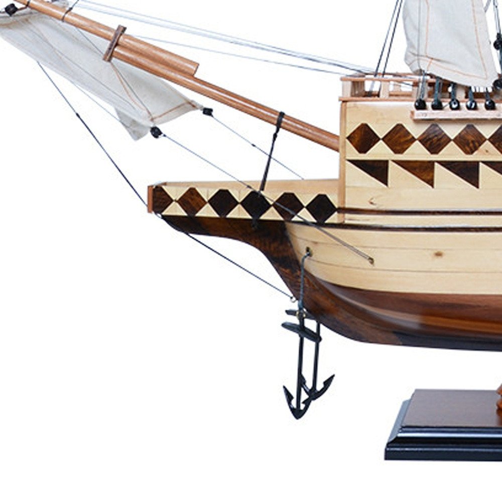 25" Unfinished Wood Hand Painted Model Boat HomeRoots