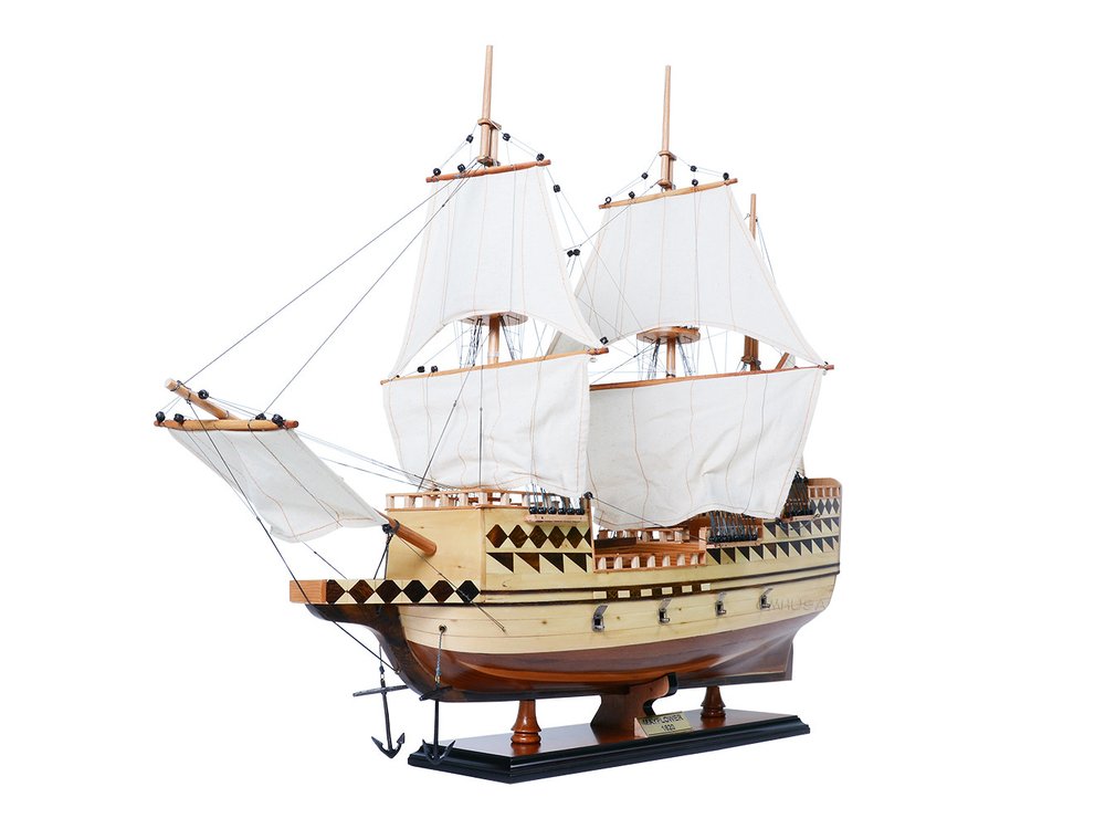 25" Unfinished Wood Hand Painted Model Boat HomeRoots