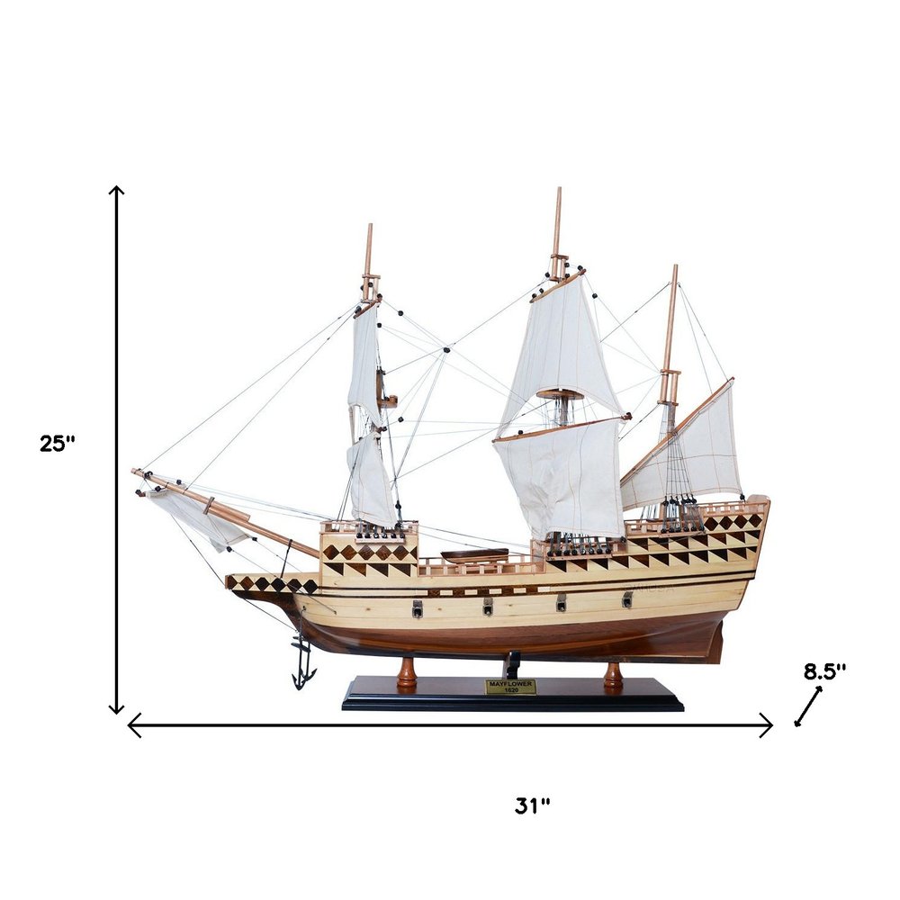 25" Unfinished Wood Hand Painted Model Boat HomeRoots