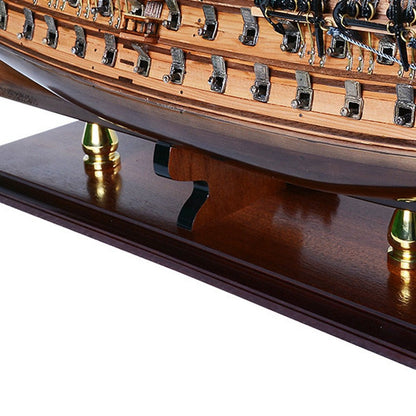 26" Unfinished Wood Hand Painted Model Boat HomeRoots
