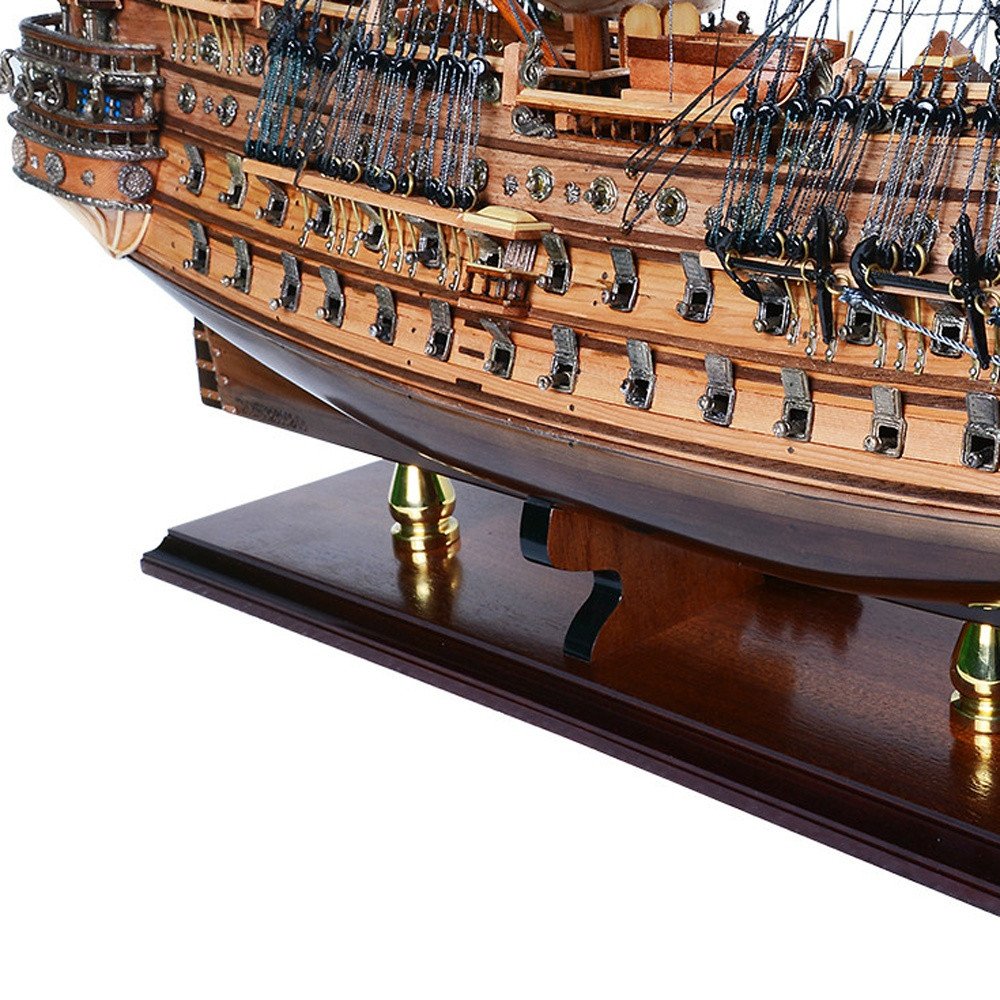 26" Unfinished Wood Hand Painted Model Boat HomeRoots