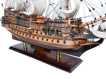26" Unfinished Wood Hand Painted Model Boat HomeRoots