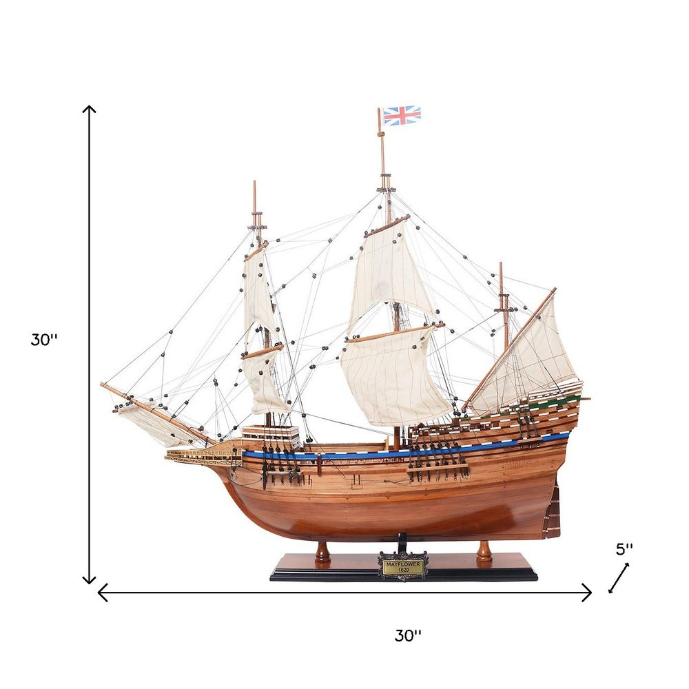 30" Unfinished Wood Hand Painted Model Boat HomeRoots