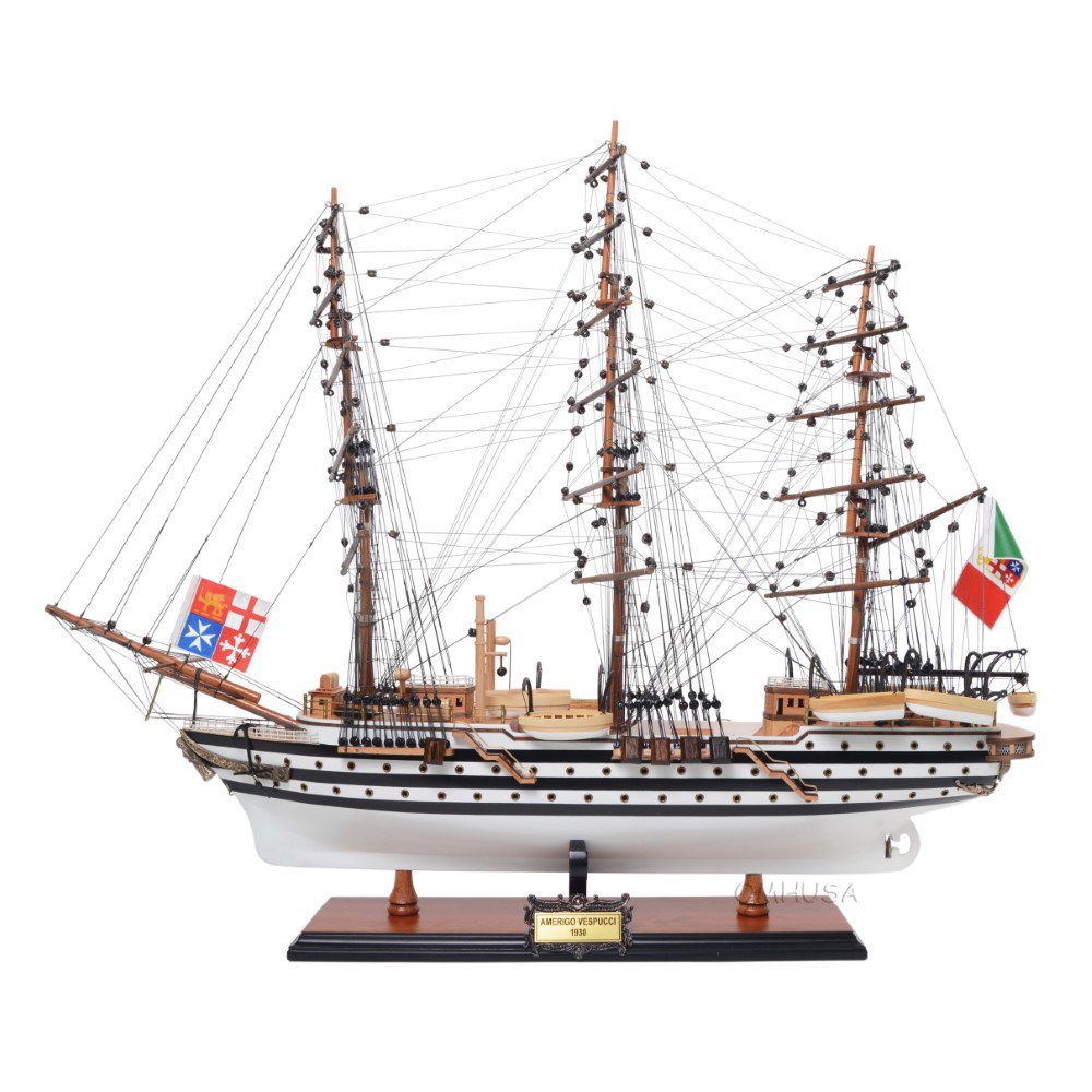 24" Unfinished Wood Hand Painted Model Boat HomeRoots