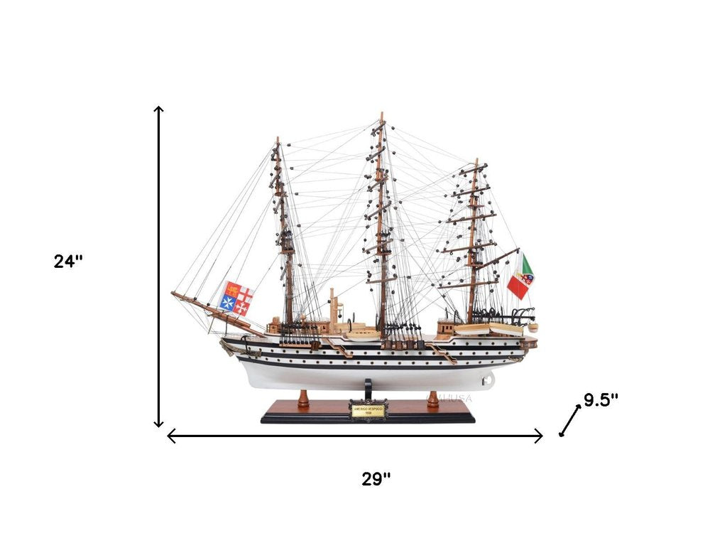 24" Unfinished Wood Hand Painted Model Boat HomeRoots