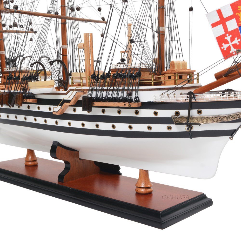 24" Unfinished Wood Hand Painted Model Boat HomeRoots