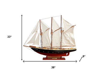 33" Unfinished Wood Hand Painted Model Boat HomeRoots