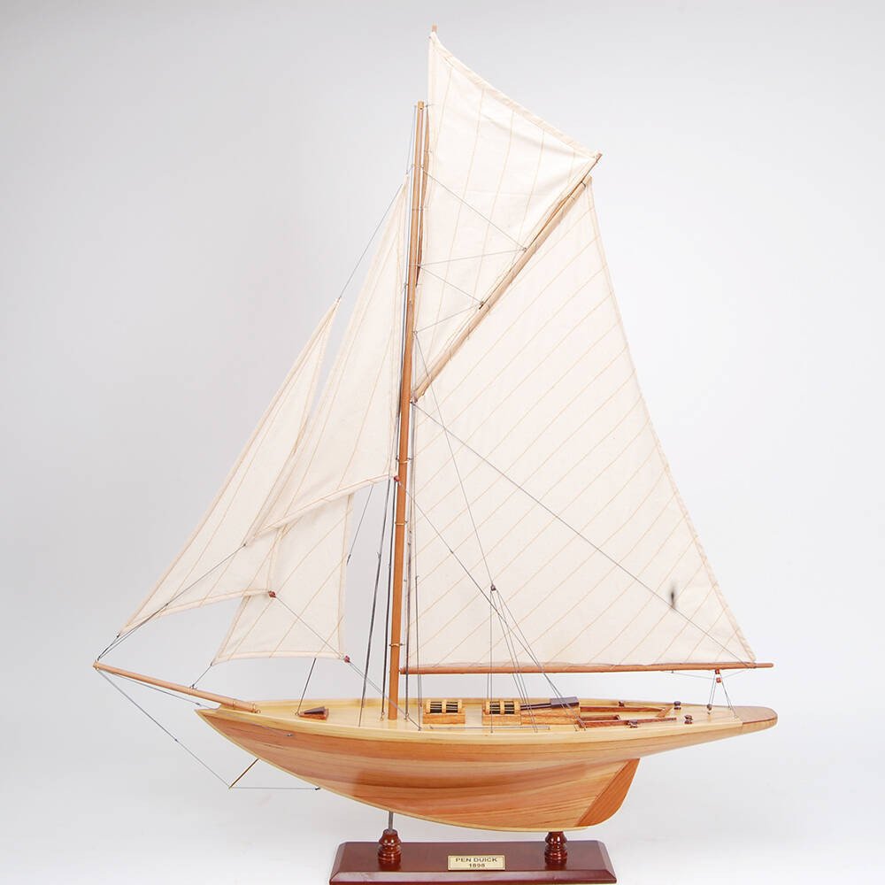 37" Unfinished Wood Hand Painted Model Boat HomeRoots