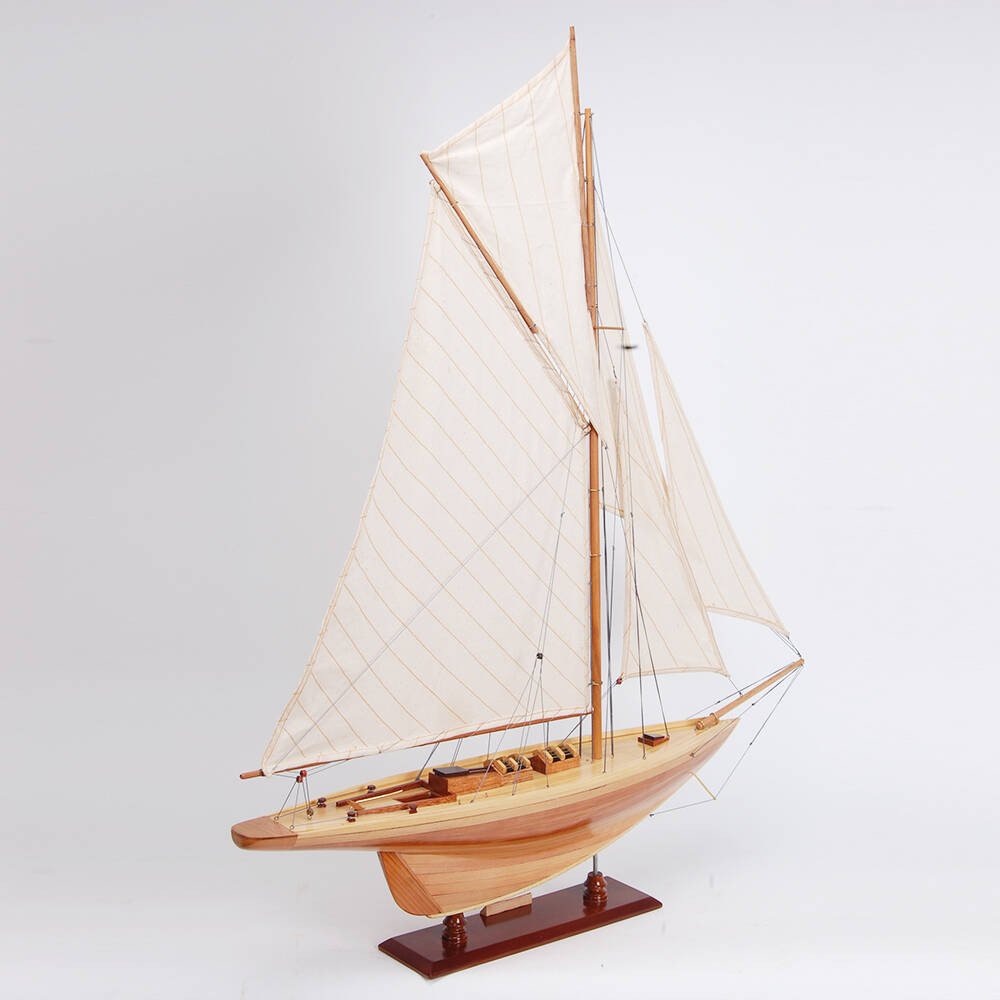 37" Unfinished Wood Hand Painted Model Boat HomeRoots