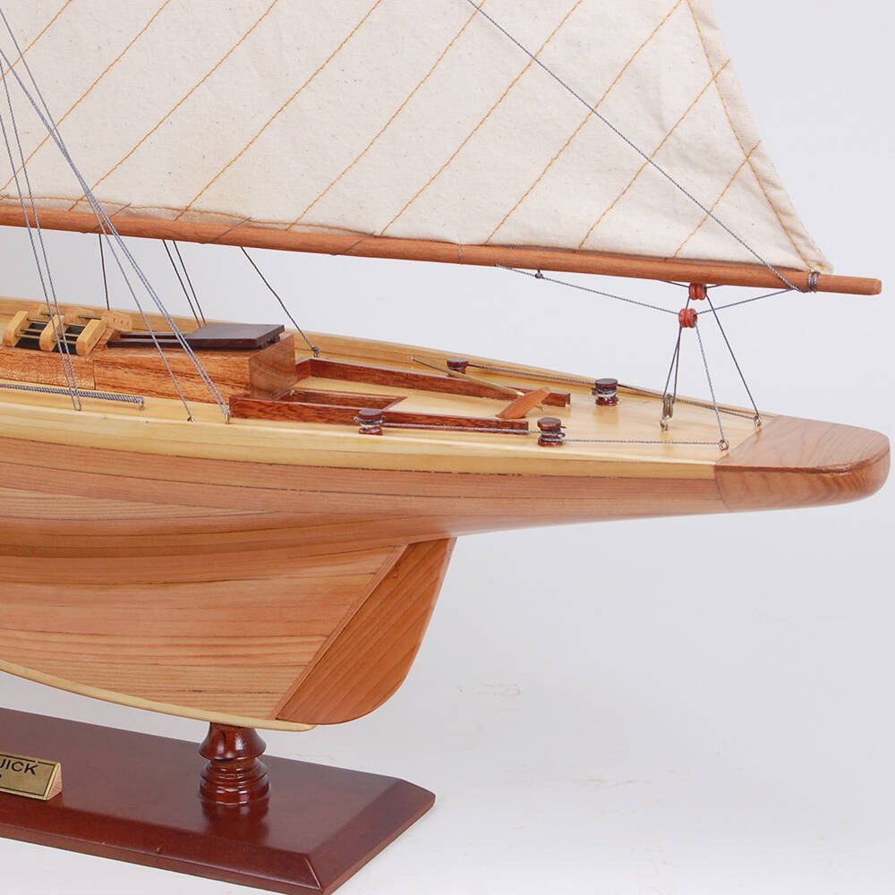 37" Unfinished Wood Hand Painted Model Boat HomeRoots