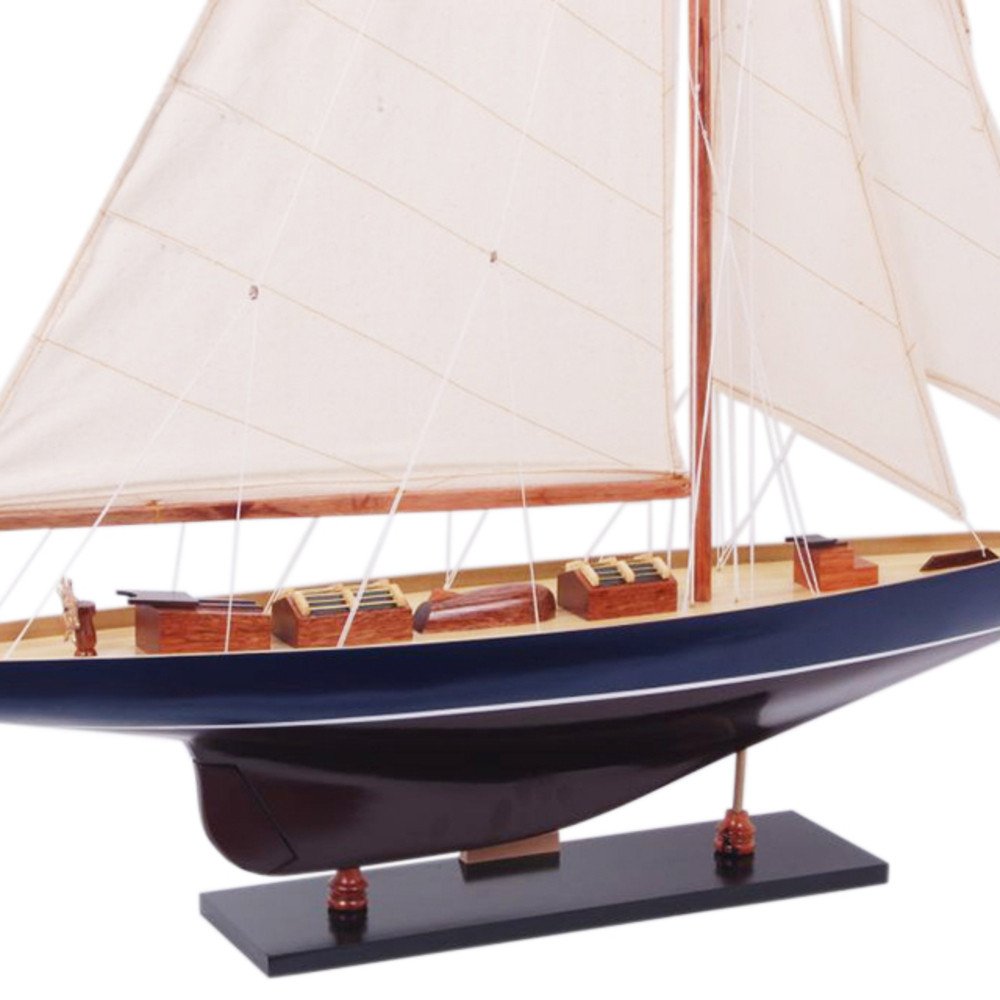 38" Unfinished Wood Hand Painted Model Boat HomeRoots