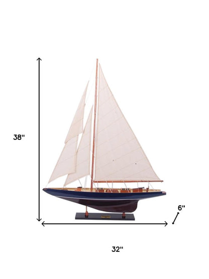 38" Unfinished Wood Hand Painted Model Boat HomeRoots