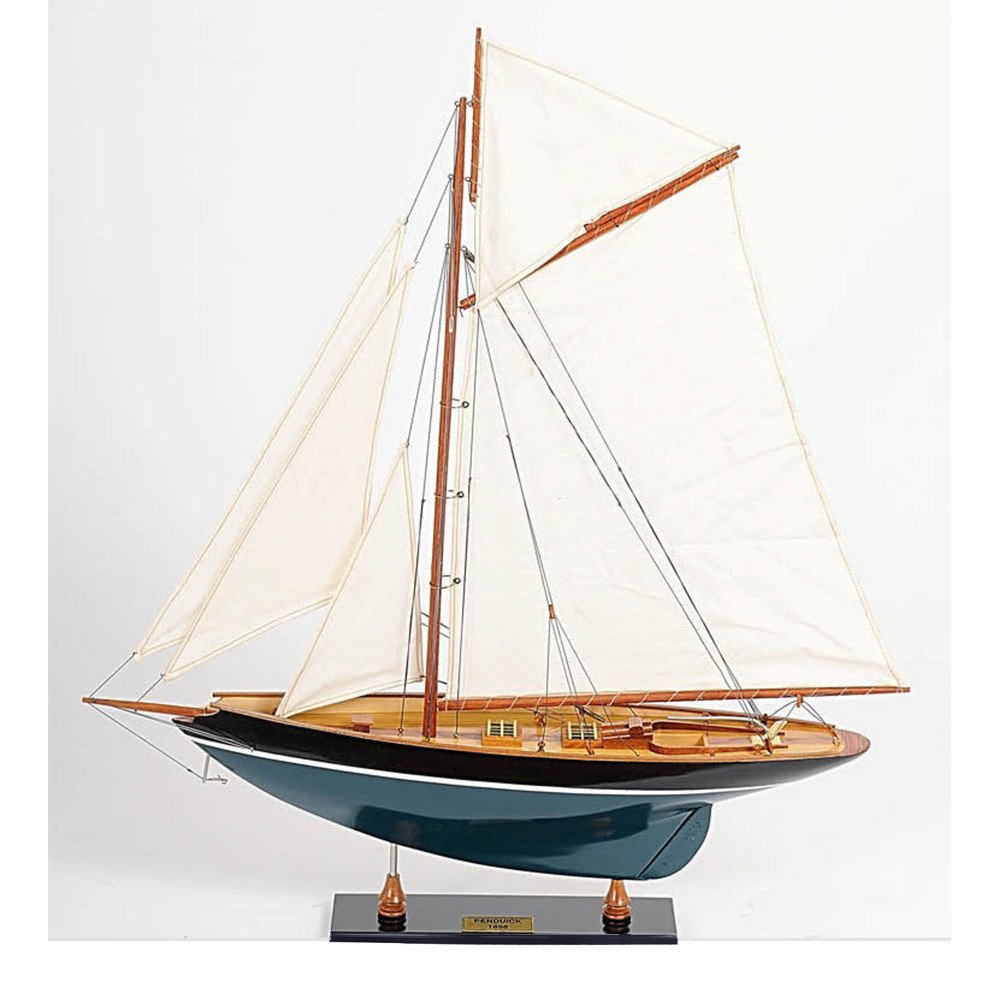 39" Unfinished Wood Hand Painted Model Boat HomeRoots