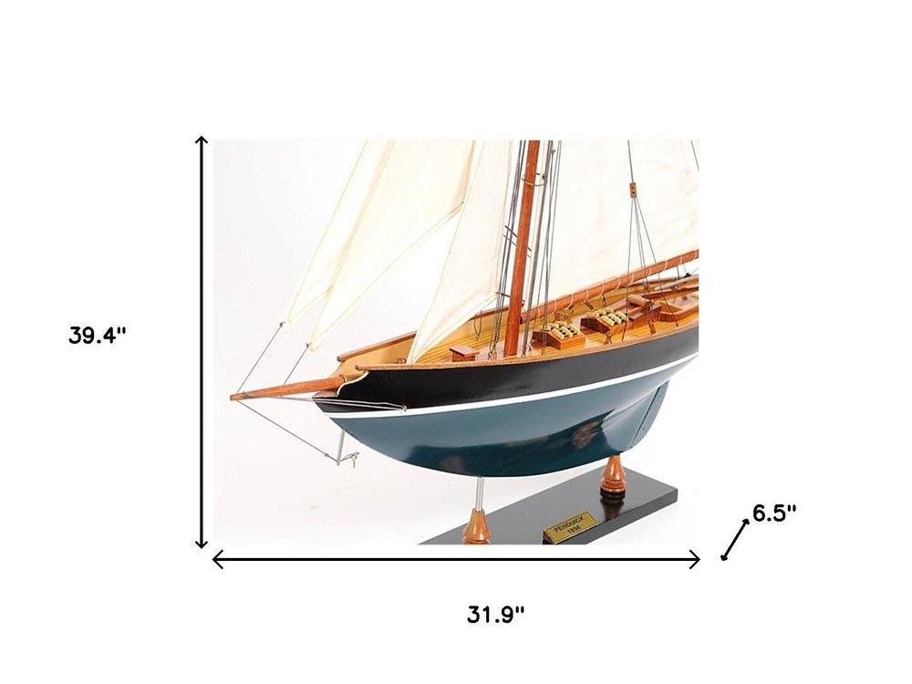 39" Unfinished Wood Hand Painted Model Boat HomeRoots