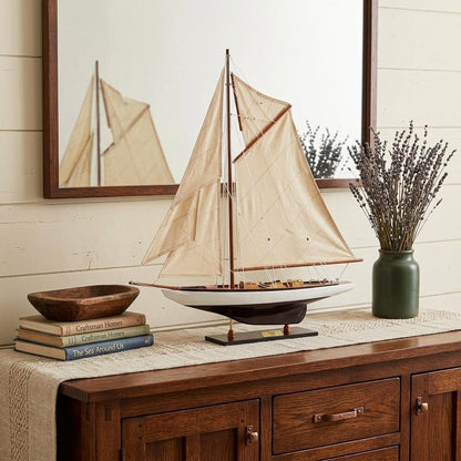 30" Unfinished Wood Hand Painted Model Boat HomeRoots