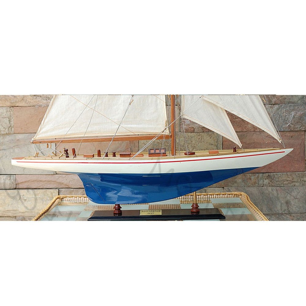 10" Unfinished Wood Hand Painted Model Boat HomeRoots