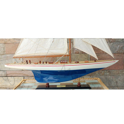 10" Unfinished Wood Hand Painted Model Boat HomeRoots