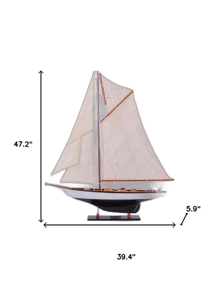 47" Unfinished Wood Hand Painted Model Boat HomeRoots