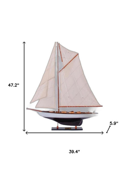 47" Unfinished Wood Hand Painted Model Boat HomeRoots