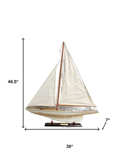 47" Unfinished Wood Hand Painted Model Boat HomeRoots