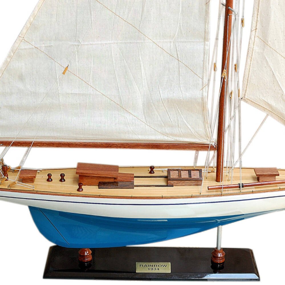 39" Unfinished Wood Hand Painted Model Boat HomeRoots