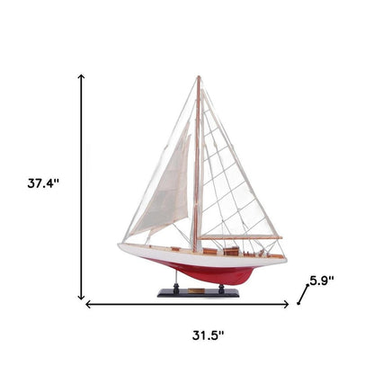 37" Unfinished Wood Hand Painted Model Boat HomeRoots