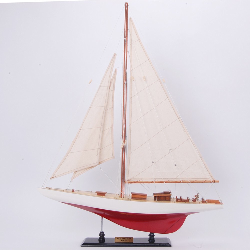37" Unfinished Wood Hand Painted Model Boat HomeRoots